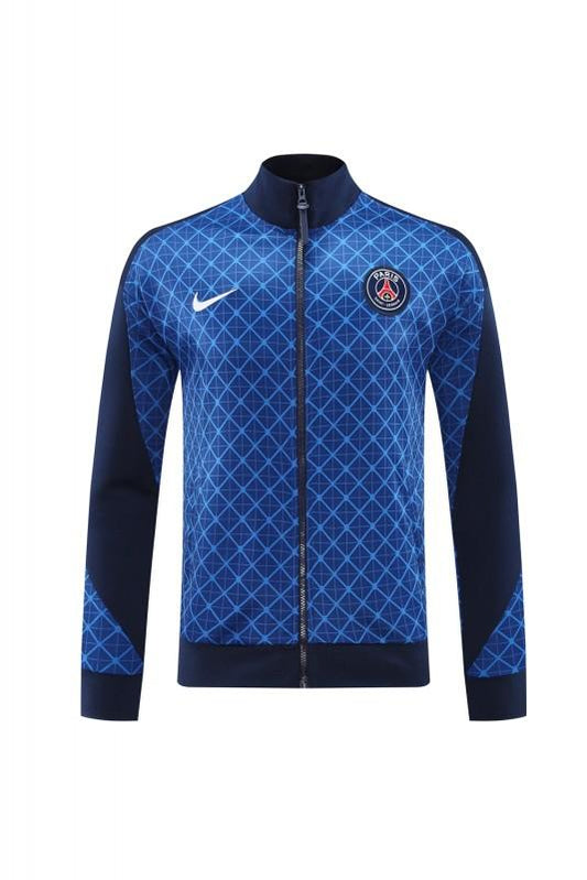 24/25 PSG Blue Grid Pattern Full Zipper Jacket +Long Pants
